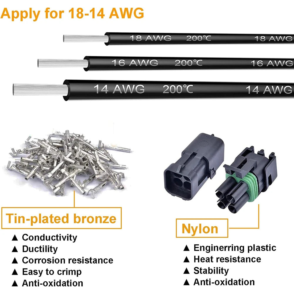 322Pcs 26 Kits 1/2/3/4 Pin Weather Pack Connectors Kit Automotive Electrical Connectors Waterproof Wire Connectors Kit 18-14 AWG