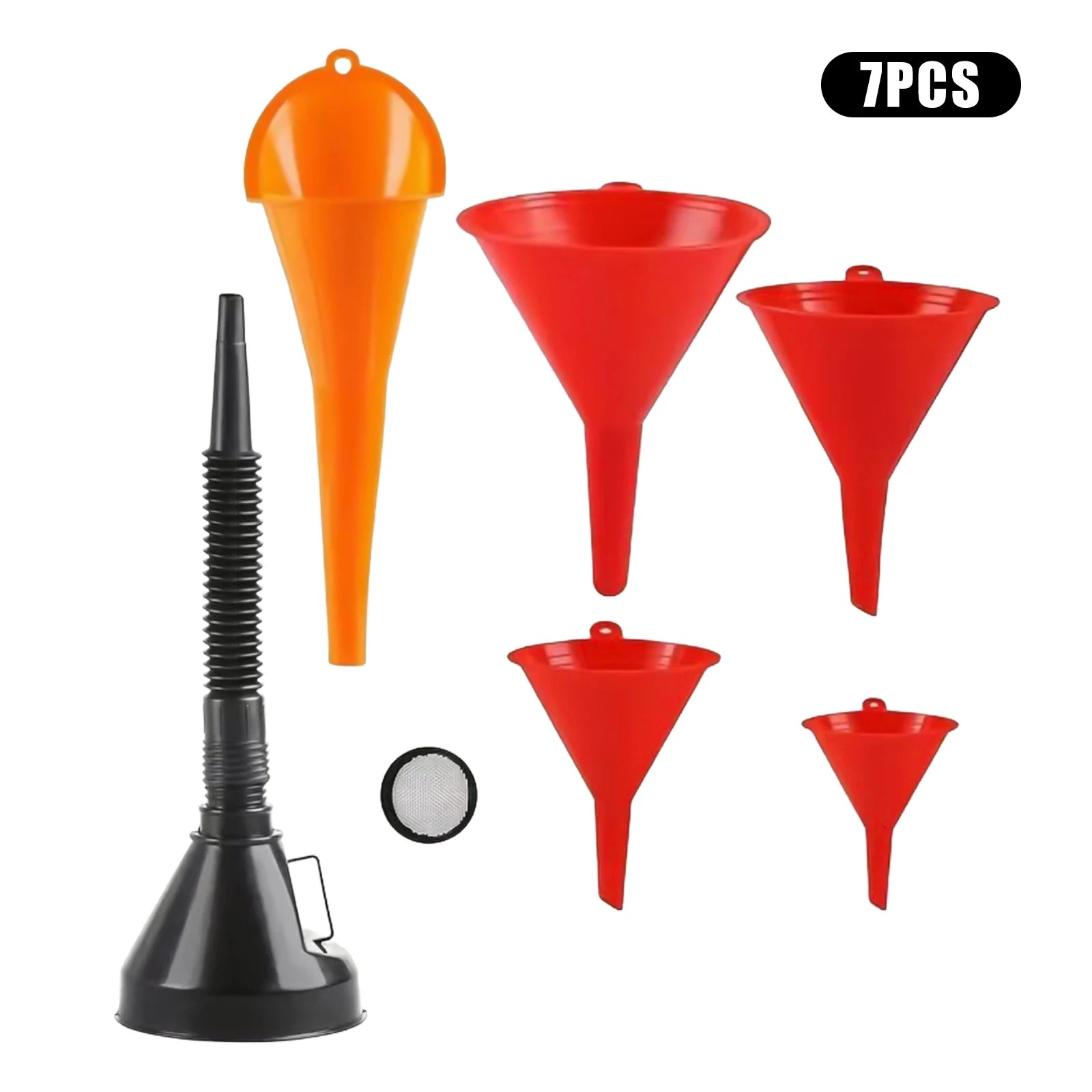 Automotive Plastic Funnel Set Wide Mouth Fuel and Oil Multi-Use Flexible Right Angle Funnels for Water Coolant and Engine Oil
