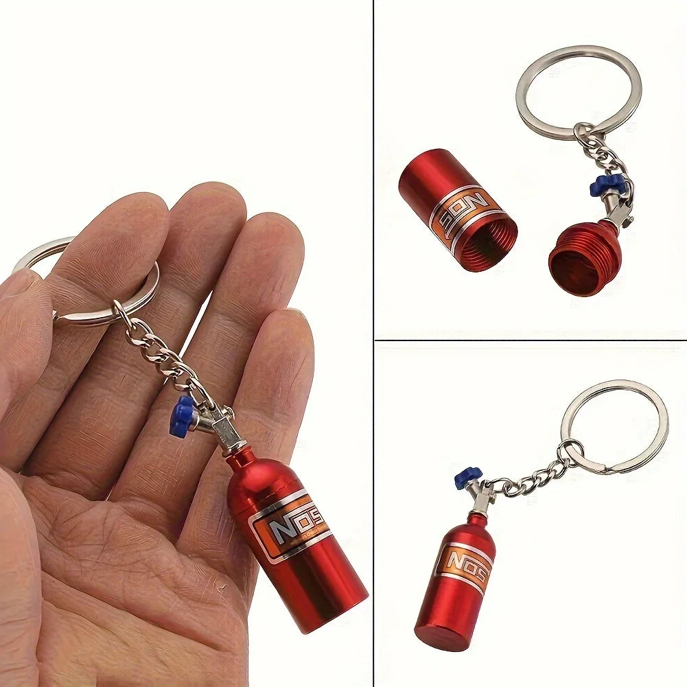 Ajrc 1/10 Simulation Climbing Car Universal Decorative Parts Nos Metal Simulation Nitrogen Bottle with Fixed Chain