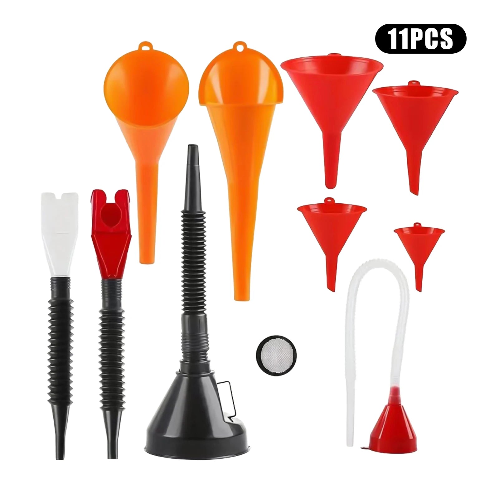 Automotive Plastic Funnel Set Wide Mouth Fuel and Oil Multi-Use Flexible Right Angle Funnels for Water Coolant and Engine Oil
