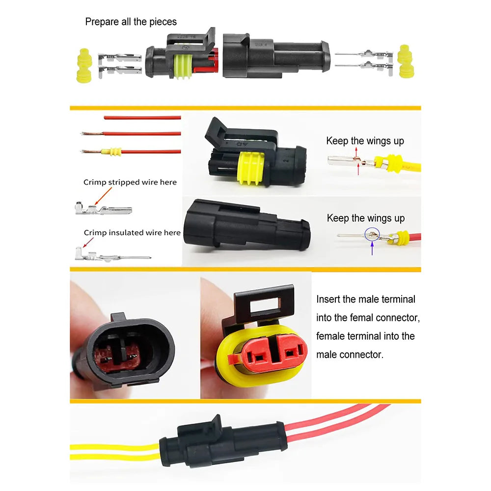 708 Pcs 43 Kits Waterproof Wire Connectors, Automotive Electrical Connector Kit Terminals Plug Car,1 2 3 4 5 6 Pin for Car Truck