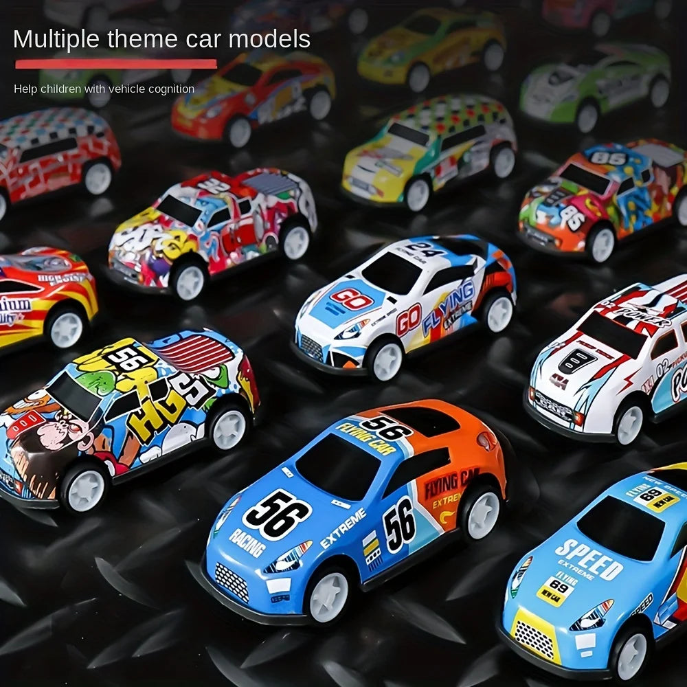50PCS 3 Inch Cars Toys Set, Friction Power Alloy Casting Cars Mini Race Car with Play Mat ,Alloy Metal Cars Toys for Toddler 3 4