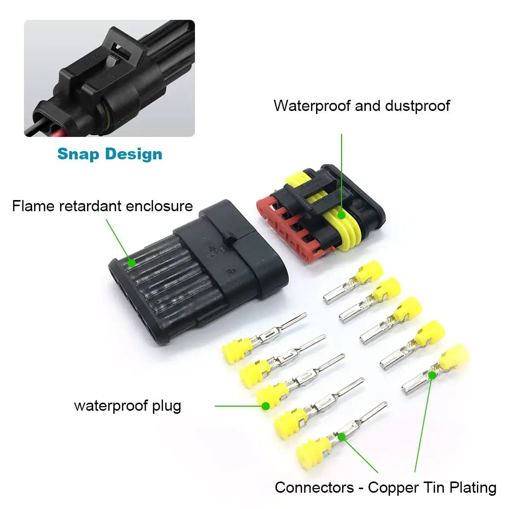708 Pcs 43 Kits Waterproof Wire Connectors, Automotive Electrical Connector Kit Terminals Plug Car,1 2 3 4 5 6 Pin for Car Truck