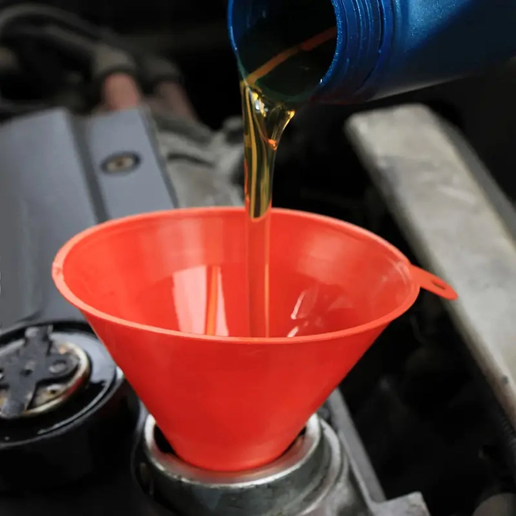 Automotive Plastic Funnel Set Wide Mouth Fuel and Oil Multi-Use Flexible Right Angle Funnels for Water Coolant and Engine Oil
