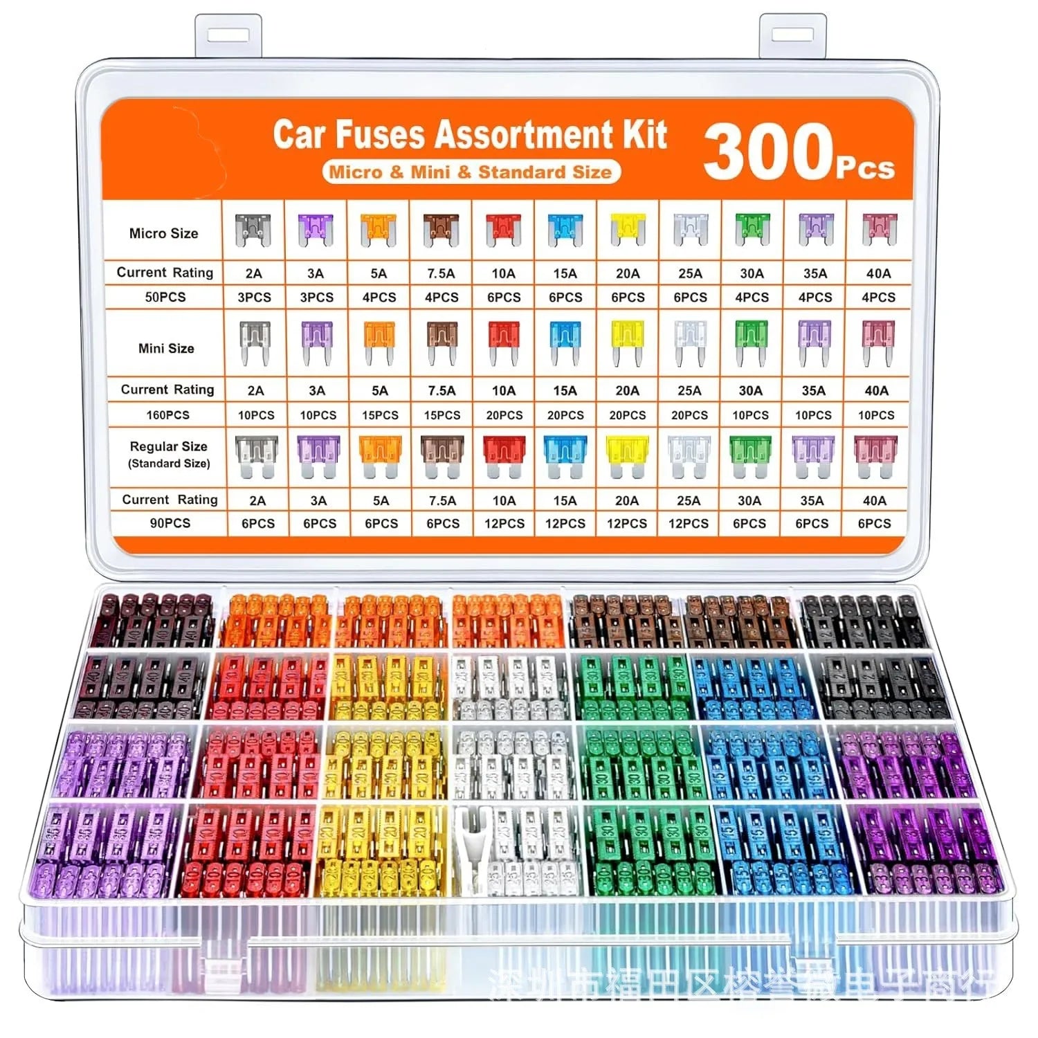 300/180/120Pcs Car Blade Fuse Assortment Kit Auto Truck Automotive Medium Small Fuse Mixed Motorcycle Circuit Fuse with Box
