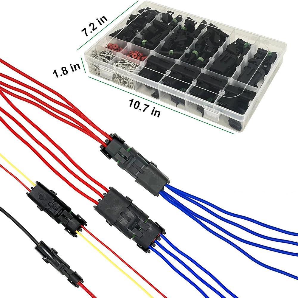 322Pcs 26 Kits 1/2/3/4 Pin Weather Pack Connectors Kit Automotive Electrical Connectors Waterproof Wire Connectors Kit 18-14 AWG