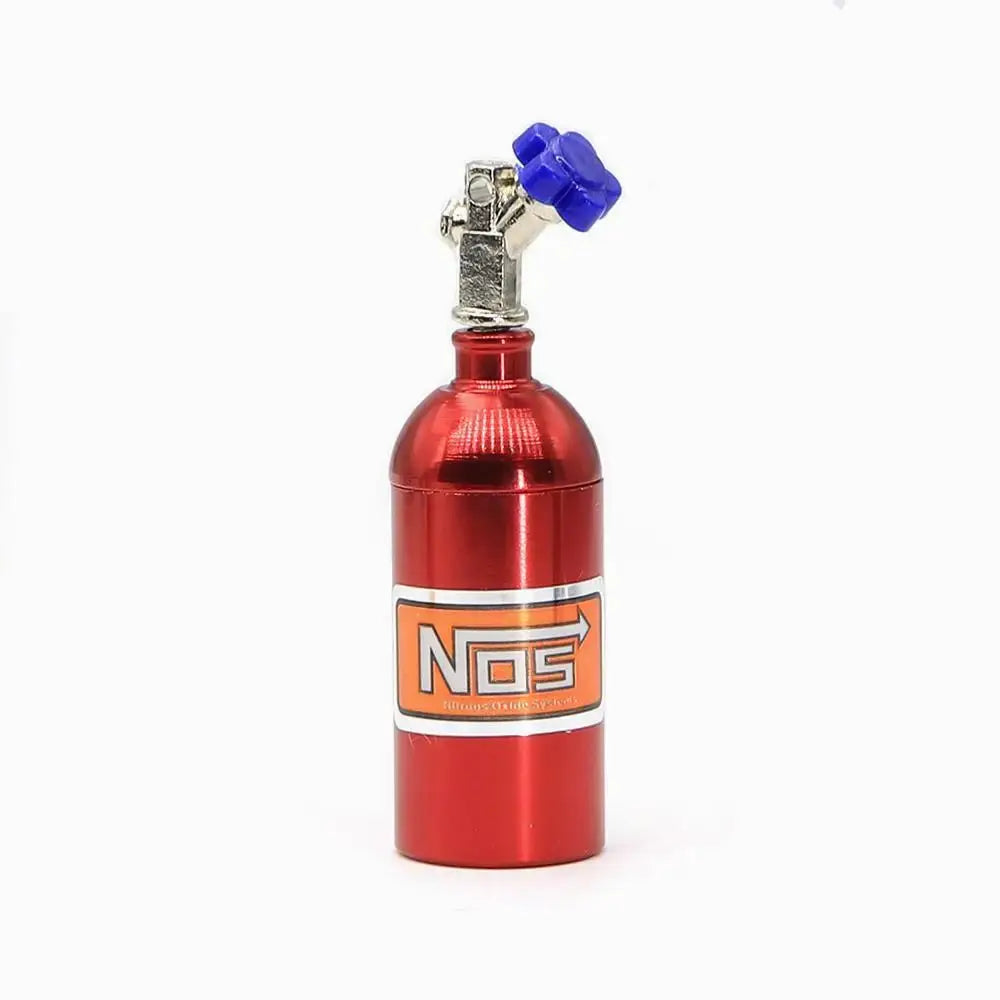 Ajrc 1/10 Simulation Climbing Car Universal Decorative Parts Nos Metal Simulation Nitrogen Bottle with Fixed Chain