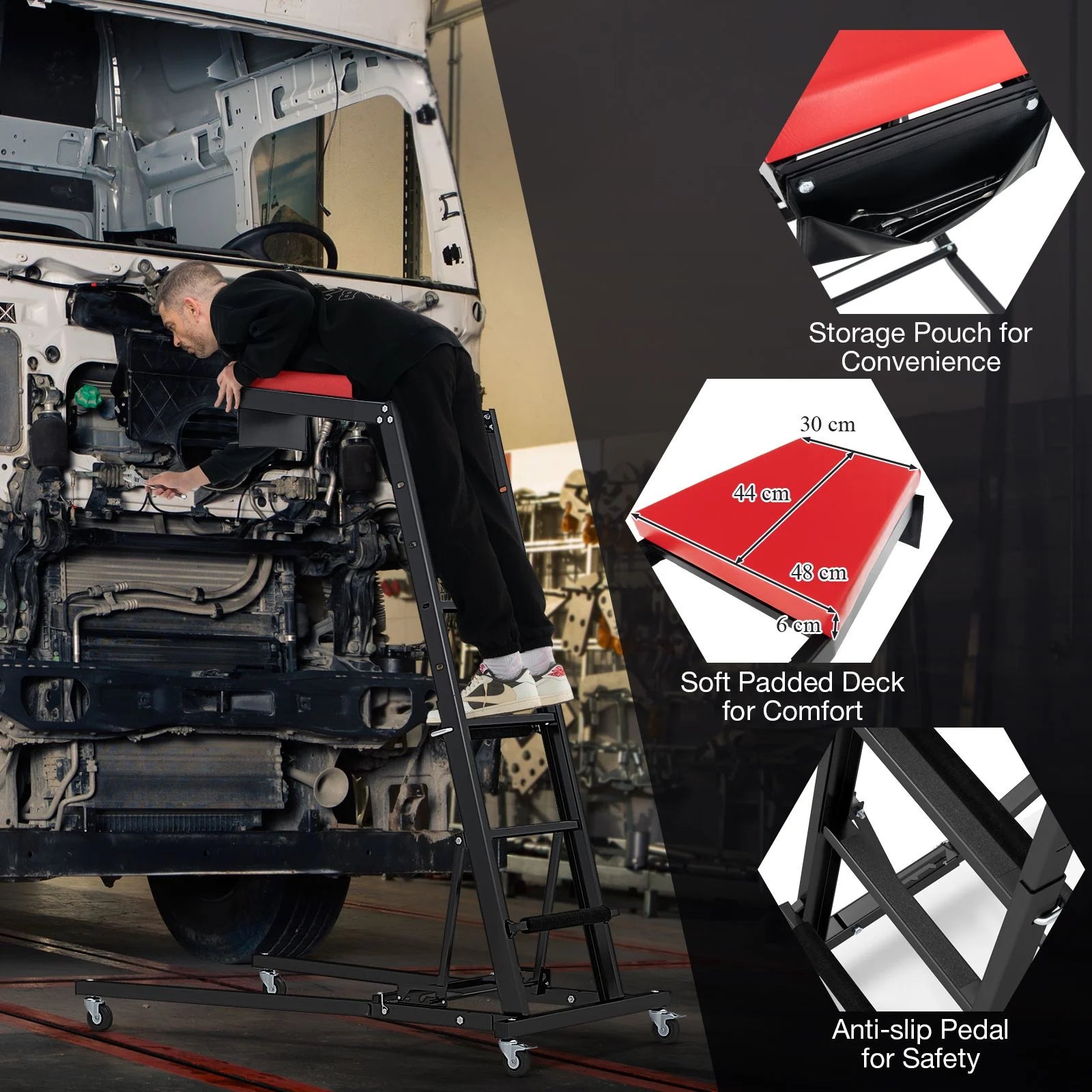 Foldable Topside Automotive Engine Creeper