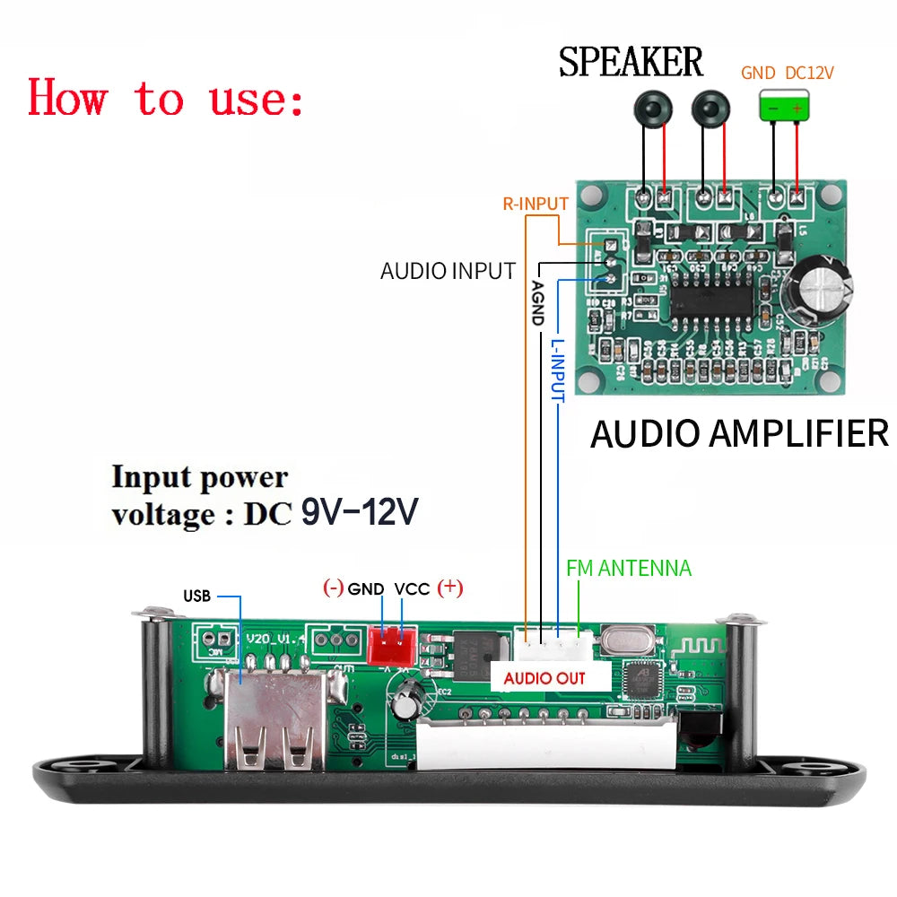 9V 12V Car Radio Stereo MP3 WMA Decoder Board Audio Module USB TF Radio Bluetooth Wireless MP3 Player with Remote Control