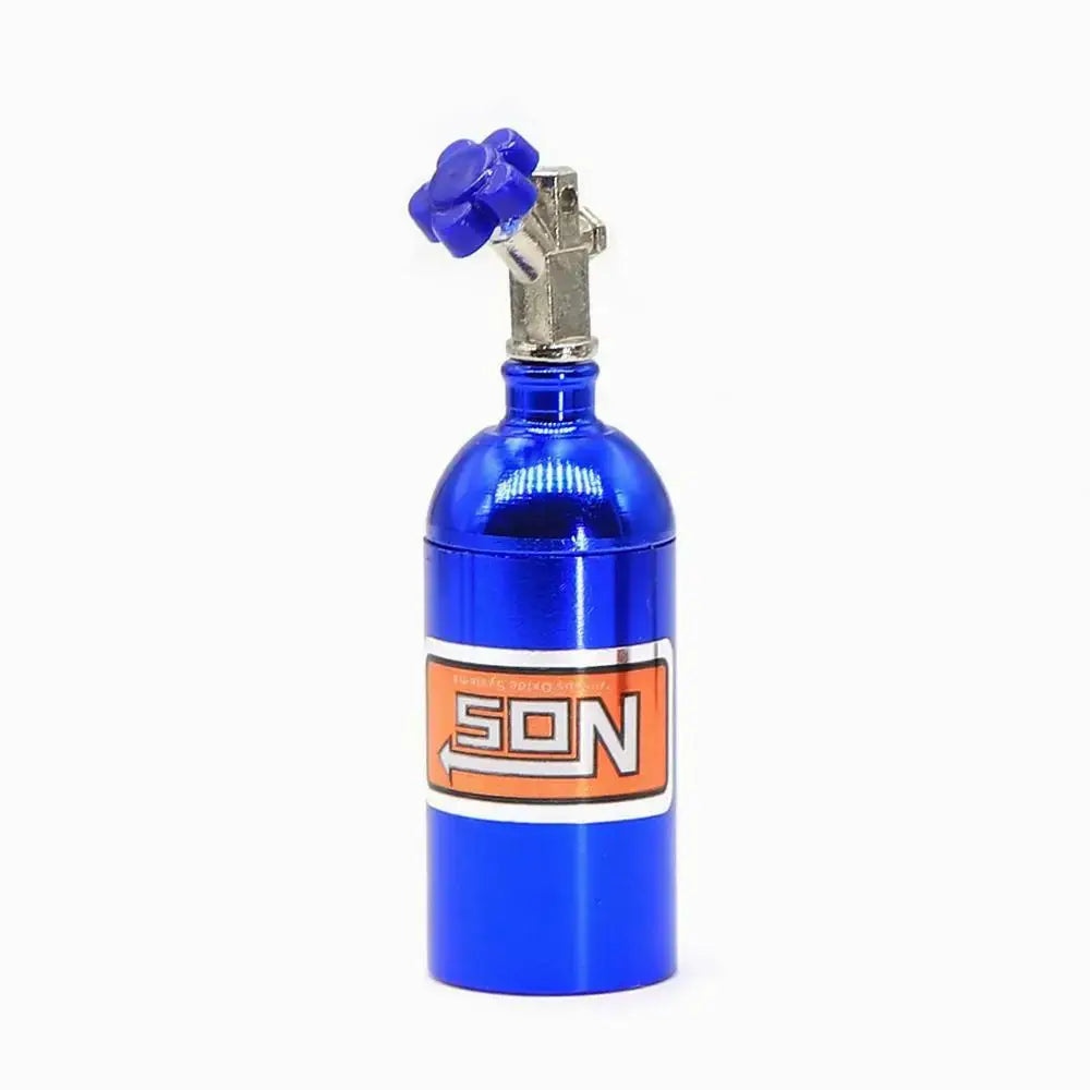 Ajrc 1/10 Simulation Climbing Car Universal Decorative Parts Nos Metal Simulation Nitrogen Bottle with Fixed Chain