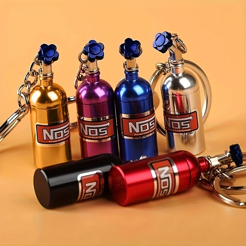 Ajrc 1/10 Simulation Climbing Car Universal Decorative Parts Nos Metal Simulation Nitrogen Bottle with Fixed Chain