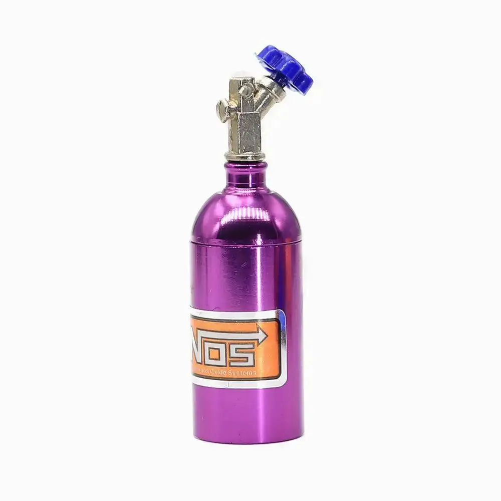 Ajrc 1/10 Simulation Climbing Car Universal Decorative Parts Nos Metal Simulation Nitrogen Bottle with Fixed Chain