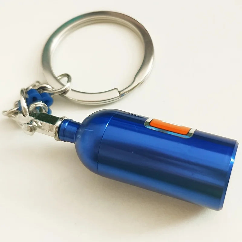 Ajrc 1/10 Simulation Climbing Car Universal Decorative Parts Nos Metal Simulation Nitrogen Bottle with Fixed Chain