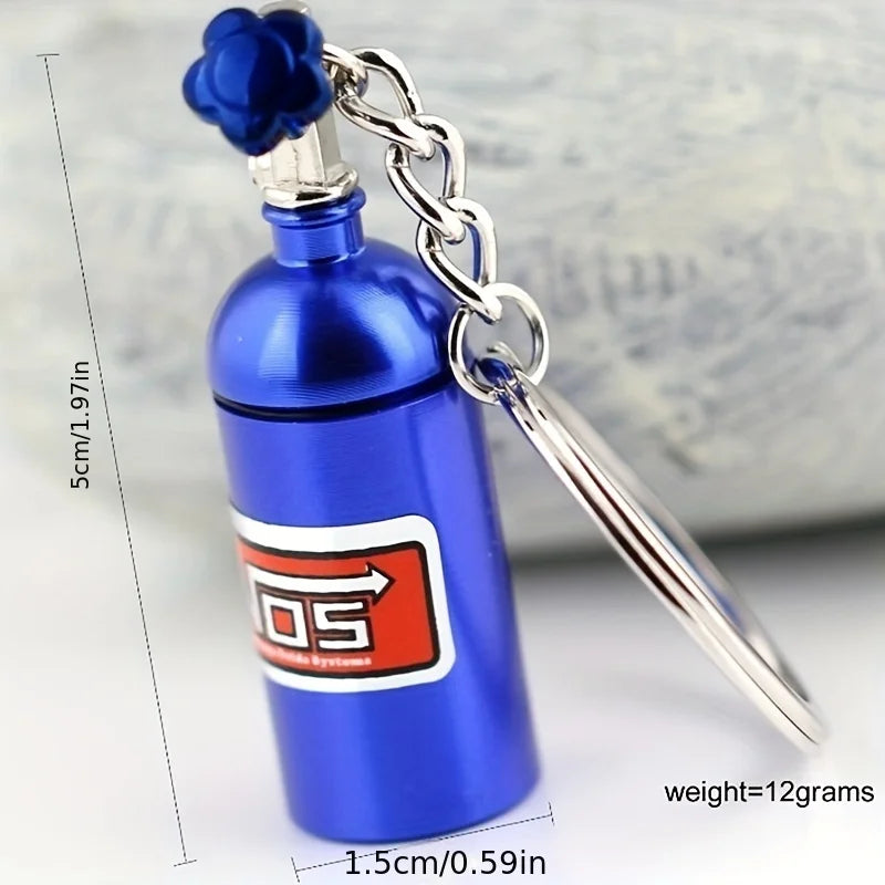 Ajrc 1/10 Simulation Climbing Car Universal Decorative Parts Nos Metal Simulation Nitrogen Bottle with Fixed Chain