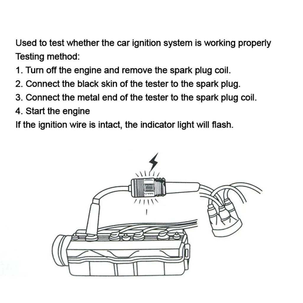 Automotive Spark Plug Tester Convenient to Use Metal Connectors Ignition Tester for Automotive Car Lawnmower
