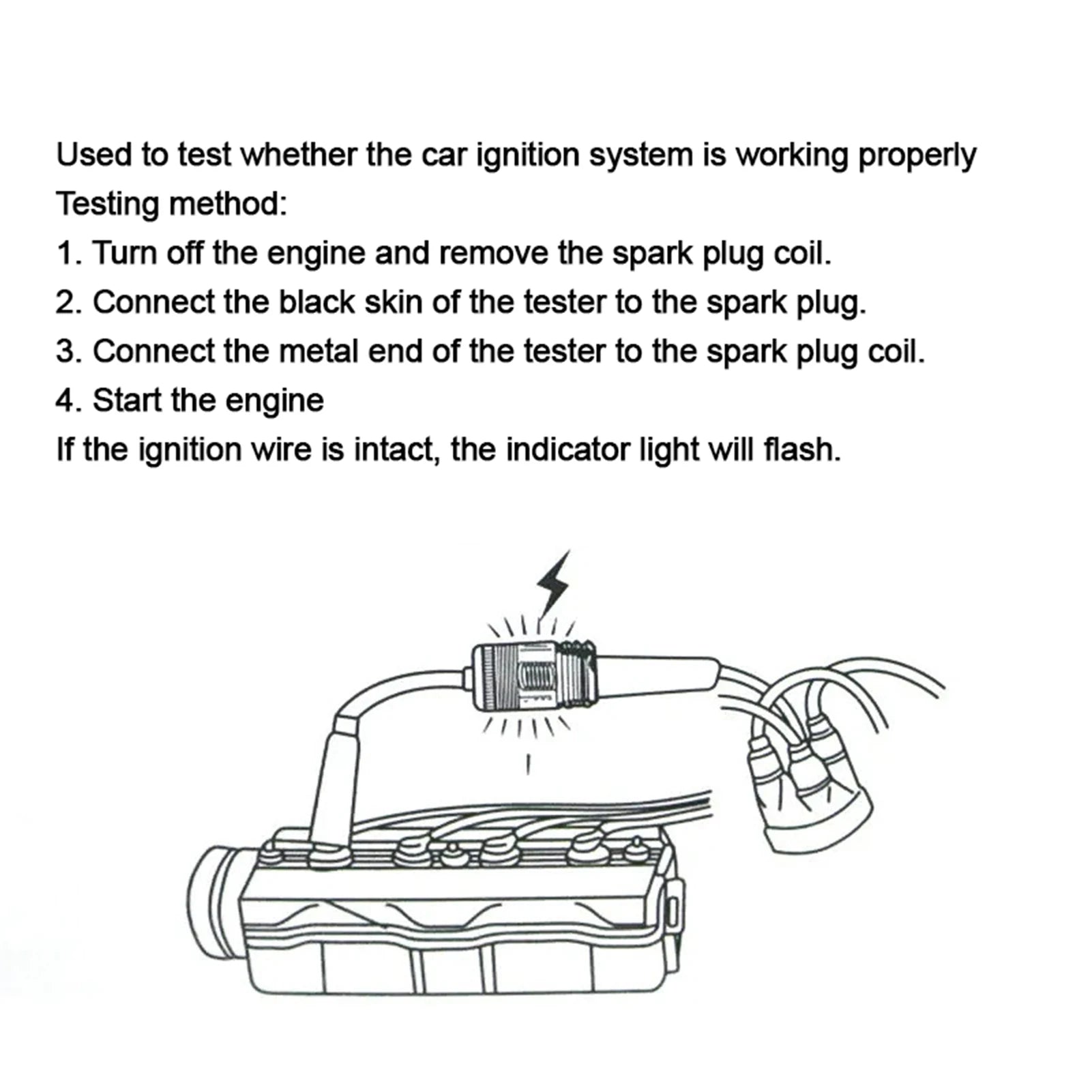 Automotive Spark Plug Tester Convenient to Use Metal Connectors Ignition Tester for Automotive Car Lawnmower